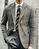 Foesce Americana Hombre Wool Blend Suit Mens Business Versatile Luxury Casual Chaqueta Hombre Formal Coat Fashion Tweed  Blazers Men
