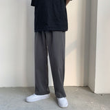 Foesce  Men's Fashion High Quality Wide Leg Straight Pants Black/grey Color Office Trousers Social Blazer Formal Suits Pants M-2XL