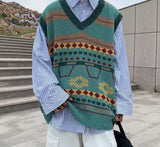 Men Colorful Sweater Vests Oversize Harajuku Fashion Knitted Teenagers Couple Soft New-arrival Casual Outwear Males Jumpers Chic