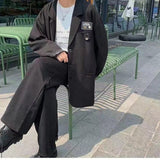 Men's Streetwear Suit Jackets Casual Fashion Single Western-style Clothes Blazers Khaki/black Color Coats Plus Size S-3XL