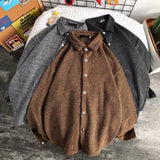 Foesce Loose men's large tweed shirt spring trend long sleeve casual Harajuku style antique top hiphop The New listing