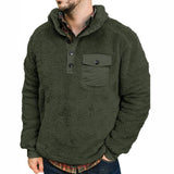 Men Winter Fleece Pullover Sweatshirt Jacket Button Collar Warm Sweater Coat Simple Fashion Temperament Blouse Roupas Masculinas