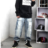 Hip hop Harem Jeans Men Casual Denim Cargo Pants Loose Baggy Wide Leg Jeans Trousers Street Jeans