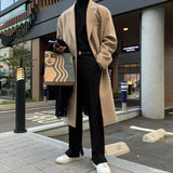 Winter Long Woolen Coat Men Warm Fashion Casual Thick Woolen Coat Men Korean Style Loose Oversized Woolen Coat Mens Overcoat