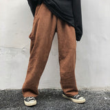 Spring Corduroy Pants Men's Fashion Solid Color Retro Straight Pants Men Streetwear Wild Loose Hip Hop Trousers Mens Overalls