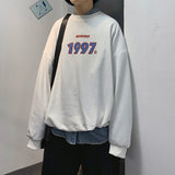 Korean Men's Oversized Sweatshirts Graphic Printed Man  Casual Hoodies Winter Fleece Male Loose Pullovers Tops