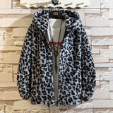 Autumn Leopard Jacket Men And Women Soft Loose Outerwear Fashion Street Zipper Hooded Coat Clothing Male Female Plus Size 4XL