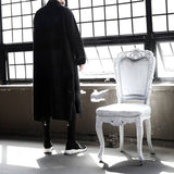 Super long dark long-sleeved men's shirt side slits tide men's shirt hair stylist nightclub hair stylist hip hop loose