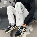 Cotton Graffiti Jeans Men Fashion Retro Baggy Casual Straight Jeans Men Streetwear Loose Hip-hop Denim Pants Mens Trousers S-2XL