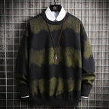 Foesce Oversized Mens Knitted Sweater Striped Gradient Sweaters Jumper Pullover Hip Hop Harajuku Black Sweater Men