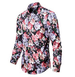 Mens Floral Shirts Vintage Printed Camisa Social Longs Sleeve Shirt Fashion Men Dress Camisa Social Masculina Streetwear