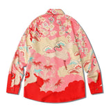 Dark Icon Red Crane Men's Shirt Long Sleeve Turn-down Collar Shirts for Men