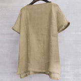 Foesce  Short Sleeve Linen Shirt Men Brief Breathable Comfy Solid Color Loose Harajuku Casual Blouse Hawaiian Shirt Camisa Masculina
