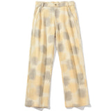Foesce Plaid Stripes Leisure Pants Men Hip Hop Streetwear Fashion Vintage Pants High Street Loose Pants White Baggy Denim Pants