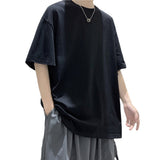 Foesce 100% Cotton Five Half Sleeve Men's Women Summer T-shirt Loose Short-sleeved Casual Basic Shirt O Neck Solid Color Oversize