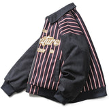 Winter Oversize Stripe Bomber Jacket Men Letter Embroidery Cotton-Padded Coat Fashion Korean Street Zip Up Parka Clothing Male