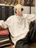 Men Hip Hop Long Sleeve Shirt  Hong Kong Style Sweatshirt Loose Trend Wild Pullover O-neck Top Women Big Velvet Thick T-shirt