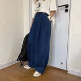 Foesce Men's Loose Wide Leg Pants Comfortable Baggy Homme Casual Pants Cargo Pocket Jeans Straight Pants Biker Denim Trousers