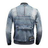 Foesce Men Retro Denim Jackets Motorcycle Baseball Jean Coats High Quality Outerwear for Male