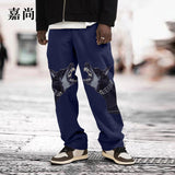 Straight Printed Dog Head Casual Pants Men Loose Skateboard Trousers Fashion Trend Man Sports Hip Hop Solid Streetwear