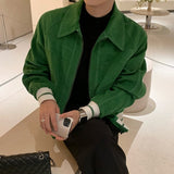 Men's Spring and Autumn Overcoat Hip Hop Corduroy  Retro Casual Regular Slim Fit  Streetwear Fashion Pilot Jacket