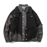 Hi Street Patchwed Denim Jacket Fashion Streetwear Oversized Hip Hop Jeans Coat Personality Harajuku Cowboy Outerwear Tops
