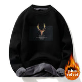 Foesce Autumn Vintage Sweaters Oversized Mens Knitted Sweater Men Deer Print Pullover Hip Hop Harajuku White Padded Velvet Sweater