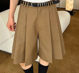 Foesce Men Shorts Pleated Solid Color Loose Streetwear Casual Men Bottoms Korean Style Summer Leisure Male Shorts S-5XL