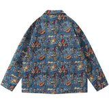 Men Thick Shirts Streetwear Vintage Retro Pattern Casual Loose Shirt Men Harajuku Fashion Casual Snap Button Shirts Coats Jacket