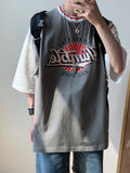 Fake Two-piece Short-sleeved T-shirt Men's Trend Brand Trend Loose Hip Hop Basketball Shirts Harajuku Kpop Streetwear