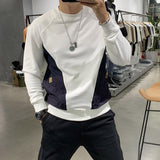 Fashion O-Neck Spliced Pockets Printed T-Shirt Men's Clothing Autumn New Oversized Casual Tops All-match Korean Tee Shirt