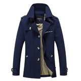 Foesce Trench Coat Men Solid Mid-length Autumn Mens Jacket Young Winter British Fashion Slim Casual Windbreaker Men Clothing
