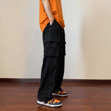 Foesce Big Pockets Casual Cargo Pants Men's Vintage Hip-hop Pants Fashion Loose Straight Wide Leg Pants Men Streetwear Trousers Male