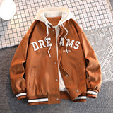 Stitching Hooded Baseball Uniform Men's Jacket Quality Hip-hop Retro Student Fashion Embroidery Loose Casual Couple Jacket