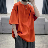 Foesce 100% Cotton Five Half Sleeve Men's Women Summer T-shirt Loose Short-sleeved Casual Basic Shirt O Neck Solid Color Oversize