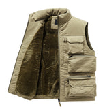 Foesce Men Winter Sleeveless Jacket Men New Keep Warm Fleece Fishing Jacket Slim Fit Windbreaker Fashion Cargo Jacket For Men