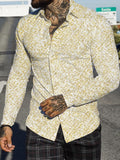 Vintage Print Mens Clothing Long Sleeve Turn-down Collar Button-up Shirts Spring Summer Fashion Mens Loose Shirt Streetwear
