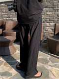 Ice Silk Men Casual Pants Black Summer Korean Straight Loose Drape Trendy Wide Leg Mopping Casual Pants Japan Style