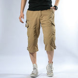 Knee Length Cargo Shorts Men's Summer Casual Cotton Multi Pockets Breeches Short Trousers Military Camouflage Shorts Belt 5XL