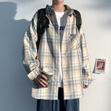 Men's Plaid Long Sleeve Shirts Art Style Autumn Korean Shirt Woman Fashion Trend Casual Oversize Shirt Quality Clothing New