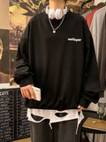 Men Hip Hop Long Sleeve Shirt  Hong Kong Style Sweatshirt Loose Trend Wild Pullover O-neck Top Women Big Velvet Thick T-shirt