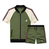 Suit Summer Track Men Fashion Leisure brand Men's Set Tracksuit Sportswear Male Sweatsuit Short Sleeves T shirt 2 piece set 4XL