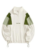 Foesce Hoodie for Men Fluffy Polar Fleece Sweatshirts New York Embroidery Turtleneck Hoodies Pullover Color Block Zipper Sweats