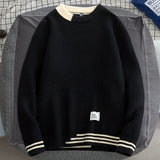 Harajuku All-match Knit Jumper Winter Streetwear High Quality Men Japanese O-neck Sweater Male Fashion Big Size Knitted Sweater