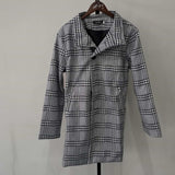 Foesce Autumn Men's Fashion Plaid Windbreaker Casual Streetwear Overcoat Gentleman Luxury Trench Long Coat Manteau