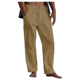 Foesce New Men's Casual Cotton Linen Pants Male Summer Large Size Breathable Solid Color Trousers Sports Fitness Streetwear S-5XL