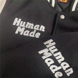 Best Quality Human Made Jacket Men Women Embroidery Leather Sleeve Baseball Jackets Coats Varsity