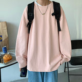 Foesce Spring Cotton Long Sleeve T-Shirt Men Fashion 9 Colors Casual O-Neck Pullover TShirt Men Korean Loose T Shirt Mens Top Men S-3XL