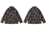 Men Thick Shirts Streetwear Vintage Retro Pattern Casual Loose Shirt Men Harajuku Fashion Casual Snap Button Shirts Coats Jacket