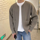 Foesce New Fashion Spring Autumn Knitted Cardigan Men Casual Sweater Long Sleeve Knitwear Slim Fitted Zippers Cardigans Male